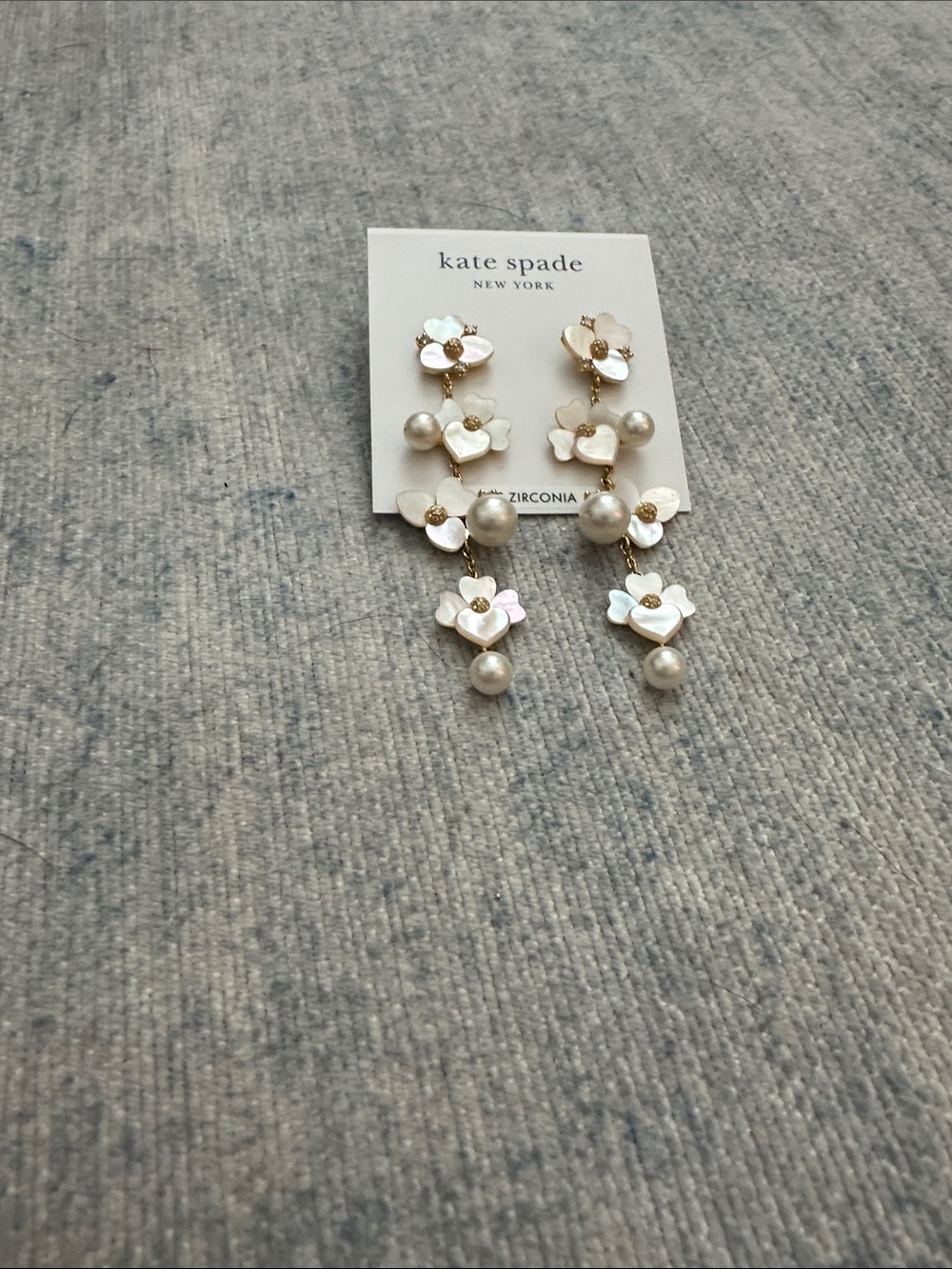 kate spade Gold-Tone Floral Drop Earrings with Iridescent Pink & White - Picture 2 of 2